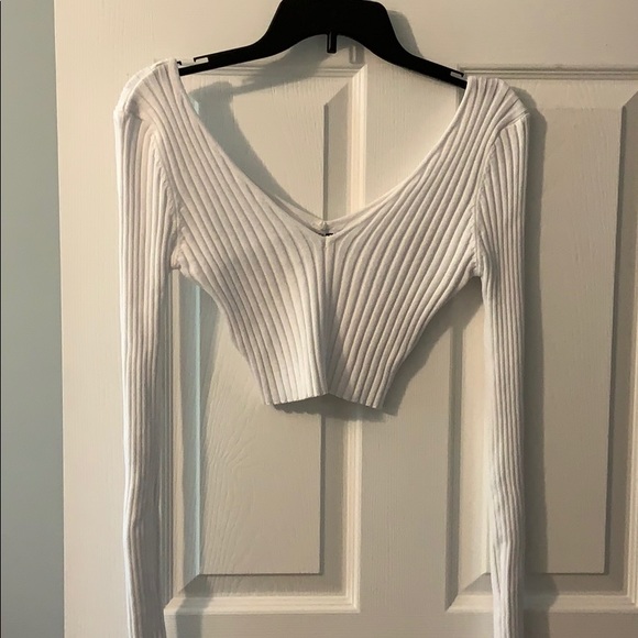 Fashion Nova Sweaters - White cropped ribbed sweater